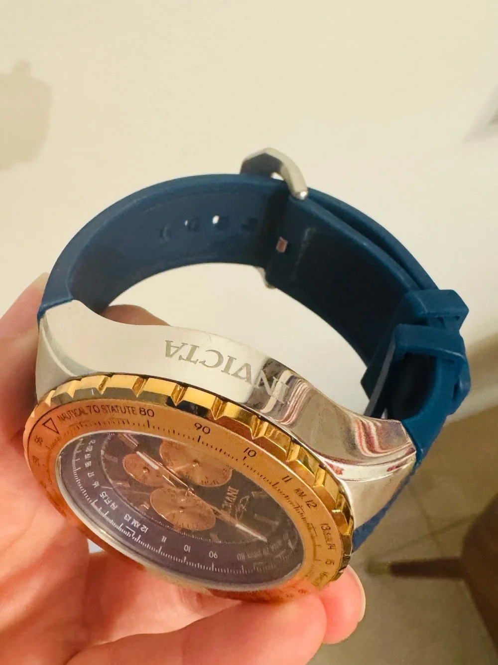 Invicta Aviator Men's Blue Dial Watch with Rose Gold Accents